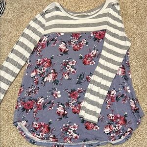Floral and Striped Women's Boutique Blouse